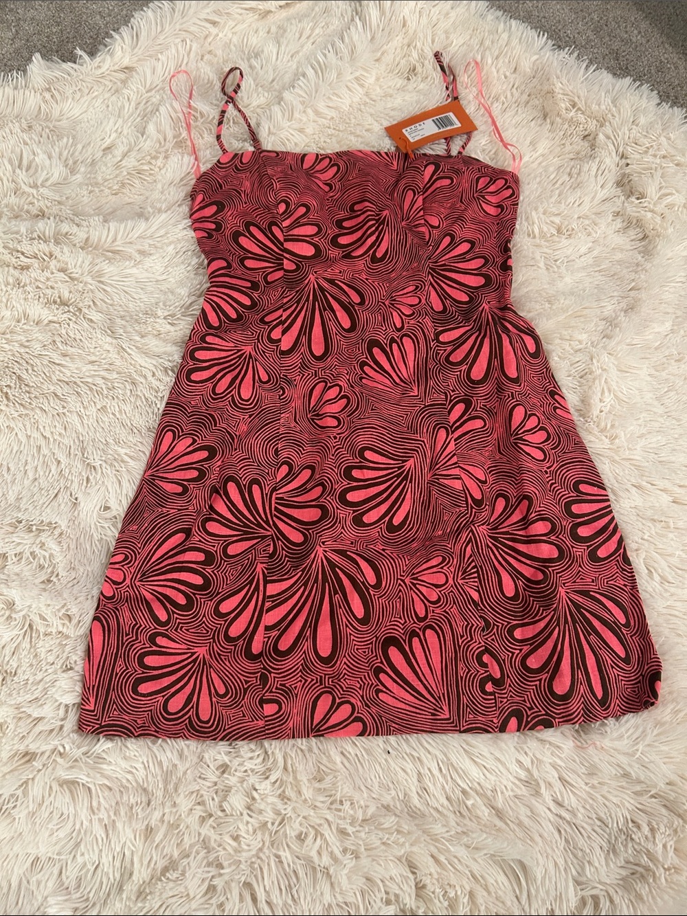 RHODE Pink and Black Floral-Print Midi Dress